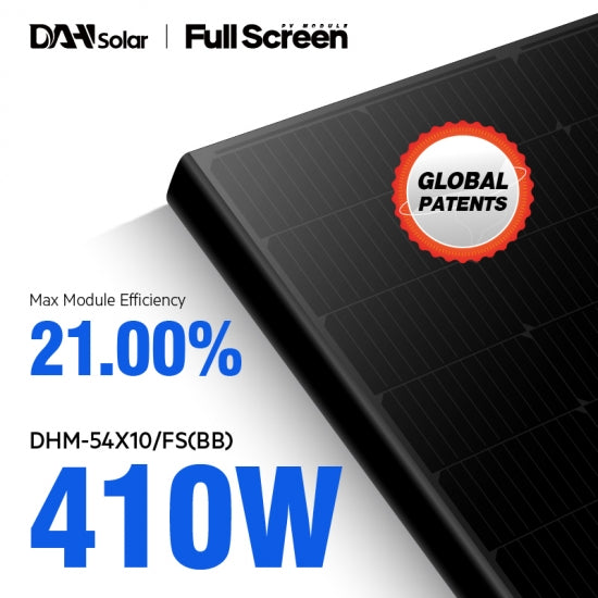 Helsvart DAH solpanel utan ram 405W FULLSCREEN